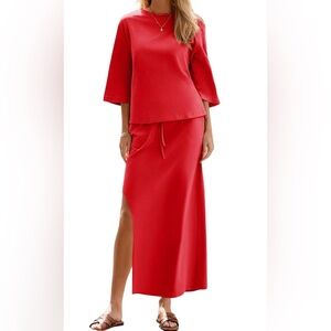 NWT Tankaneo  2 Piece Skirt Sets Oversized 3/4 Sleeve Top and Maxi XL